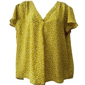 Carolina Belle Montreal Floral Short Sleeve Blouse Size Large